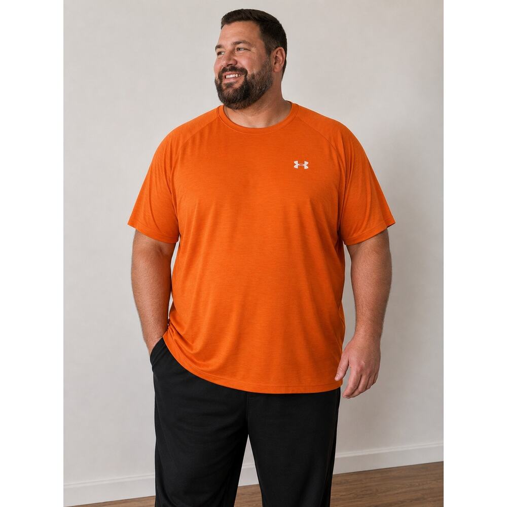 NWT Under Armour Men's Big and Tall The Tech Tee shirt Loose Fit orange  4XL